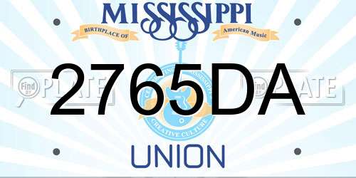2765DA Mississippi License Plate