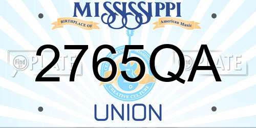 2765QA Mississippi License Plate