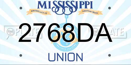 2768DA Mississippi License Plate