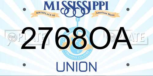 2768OA Mississippi License Plate