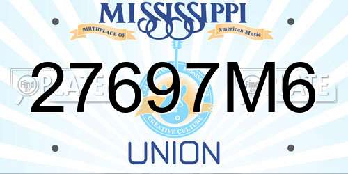 27697M6 Mississippi License Plate
