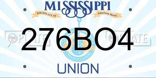 276BO4 Mississippi License Plate