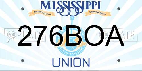 276BOA Mississippi License Plate