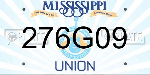276G09 Mississippi License Plate