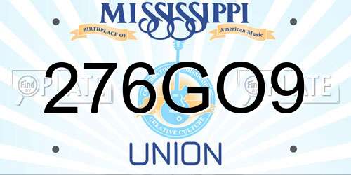 276GO9 Mississippi License Plate