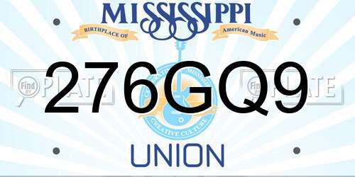 276GQ9 Mississippi License Plate
