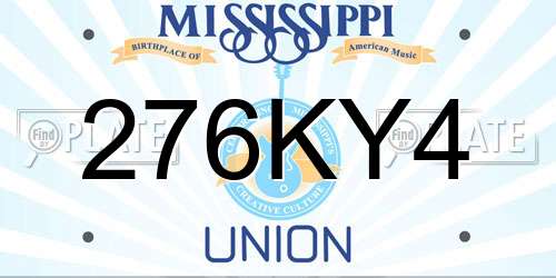 276KY4 Mississippi License Plate