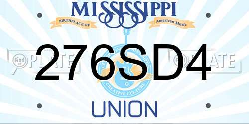 276SD4 Mississippi License Plate