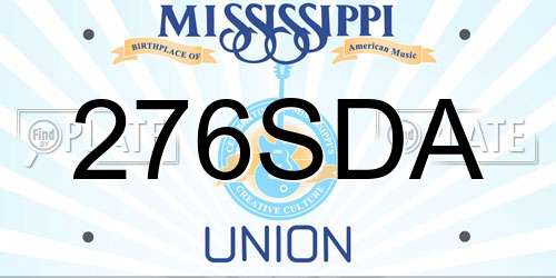 276SDA Mississippi License Plate