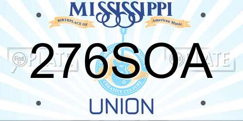 276SOA Mississippi License Plate