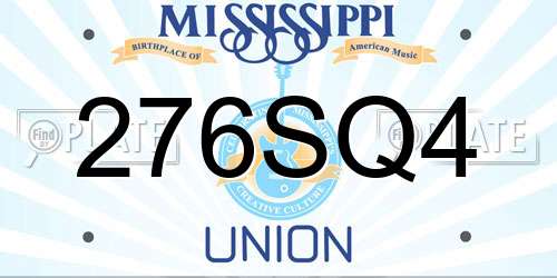 276SQ4 Mississippi License Plate