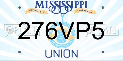 276VP5 Mississippi License Plate