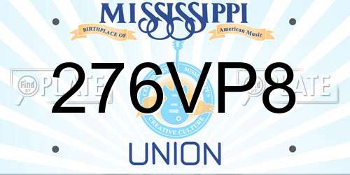 276VP8 Mississippi License Plate