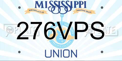 276VPS Mississippi License Plate