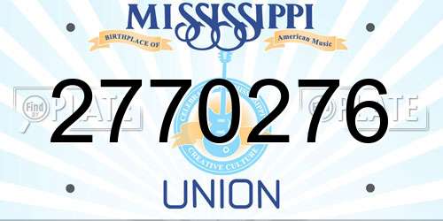 2770276 Mississippi License Plate