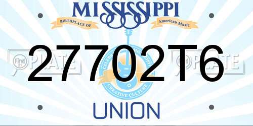 27702T6 Mississippi License Plate