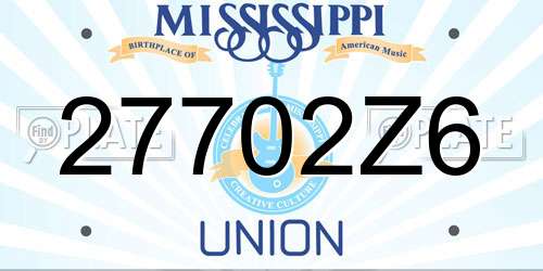 27702Z6 Mississippi License Plate