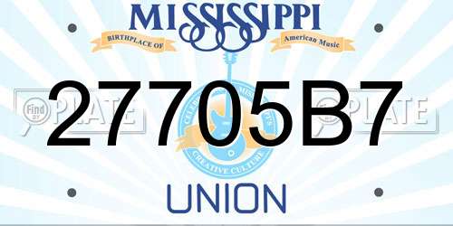 27705B7 Mississippi License Plate