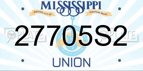 27705S2 Mississippi License Plate