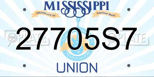 27705S7 Mississippi License Plate