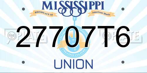 27707T6 Mississippi License Plate