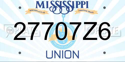 27707Z6 Mississippi License Plate