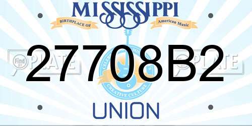 27708B2 Mississippi License Plate