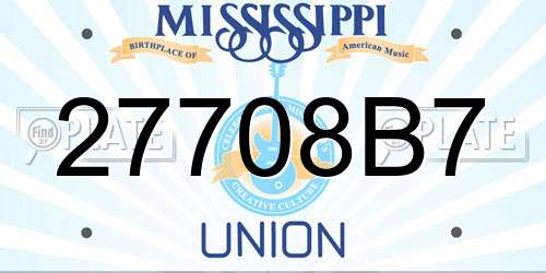 27708B7 Mississippi License Plate