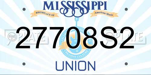 27708S2 Mississippi License Plate