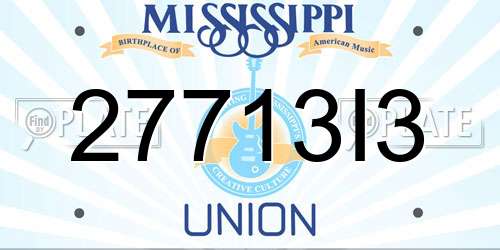 27713I3 Mississippi License Plate