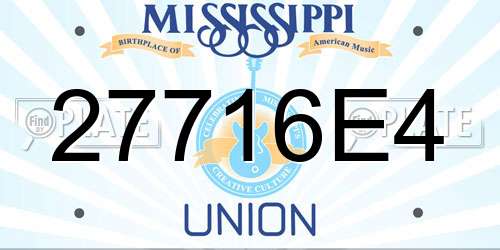 27716E4 Mississippi License Plate