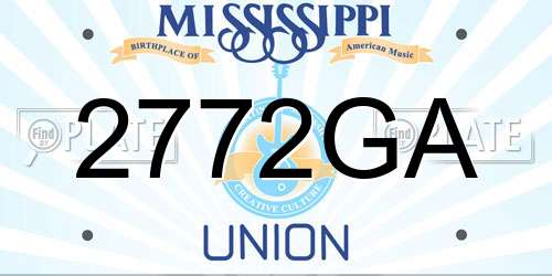 2772GA Mississippi License Plate
