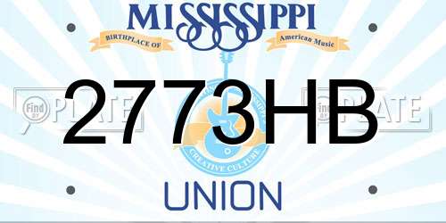 2773HB Mississippi License Plate