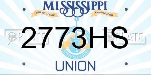2773HS Mississippi License Plate