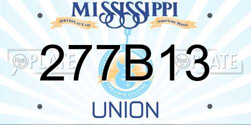 277B13 Mississippi License Plate