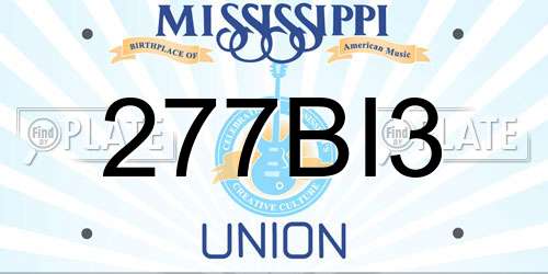 277BI3 Mississippi License Plate