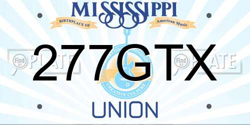 277GTX Mississippi License Plate
