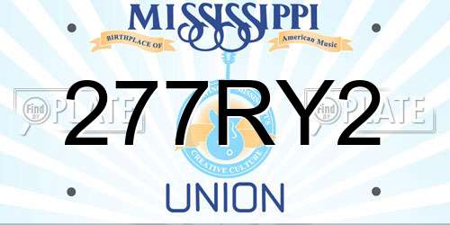 277RY2 Mississippi License Plate