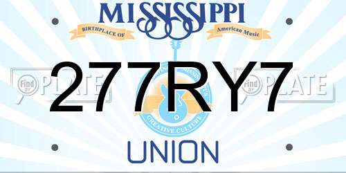 277RY7 Mississippi License Plate