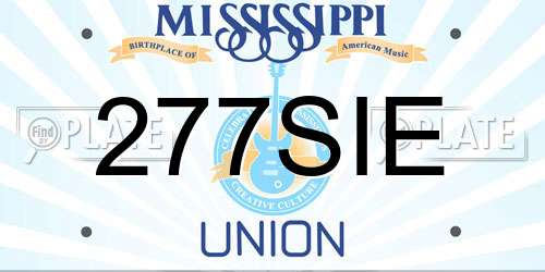 277SIE Mississippi License Plate