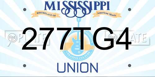 277TG4 Mississippi License Plate