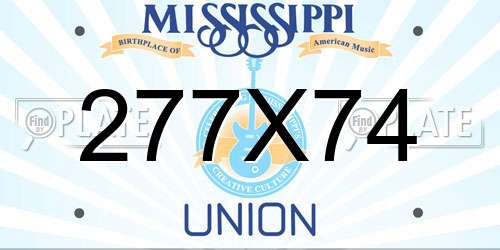 277X74 Mississippi License Plate
