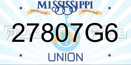 27807G6 Mississippi License Plate