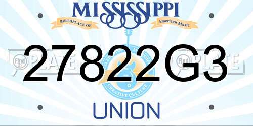 27822G3 Mississippi License Plate