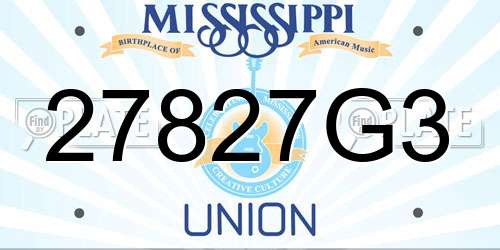 27827G3 Mississippi License Plate