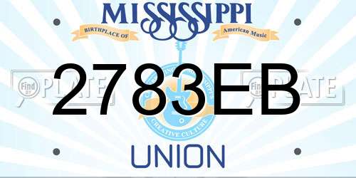 2783EB Mississippi License Plate
