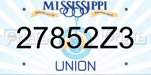 27852Z3 Mississippi License Plate