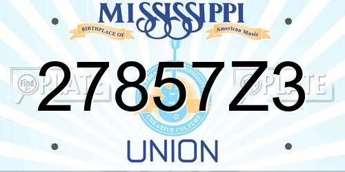 27857Z3 Mississippi License Plate
