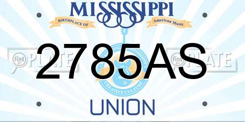 2785AS Mississippi License Plate