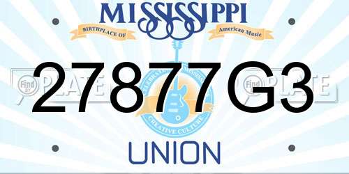 27877G3 Mississippi License Plate